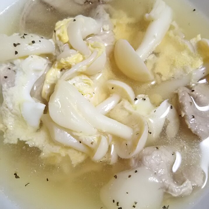 ブナピーと豚肉の卵スープ(^^)
